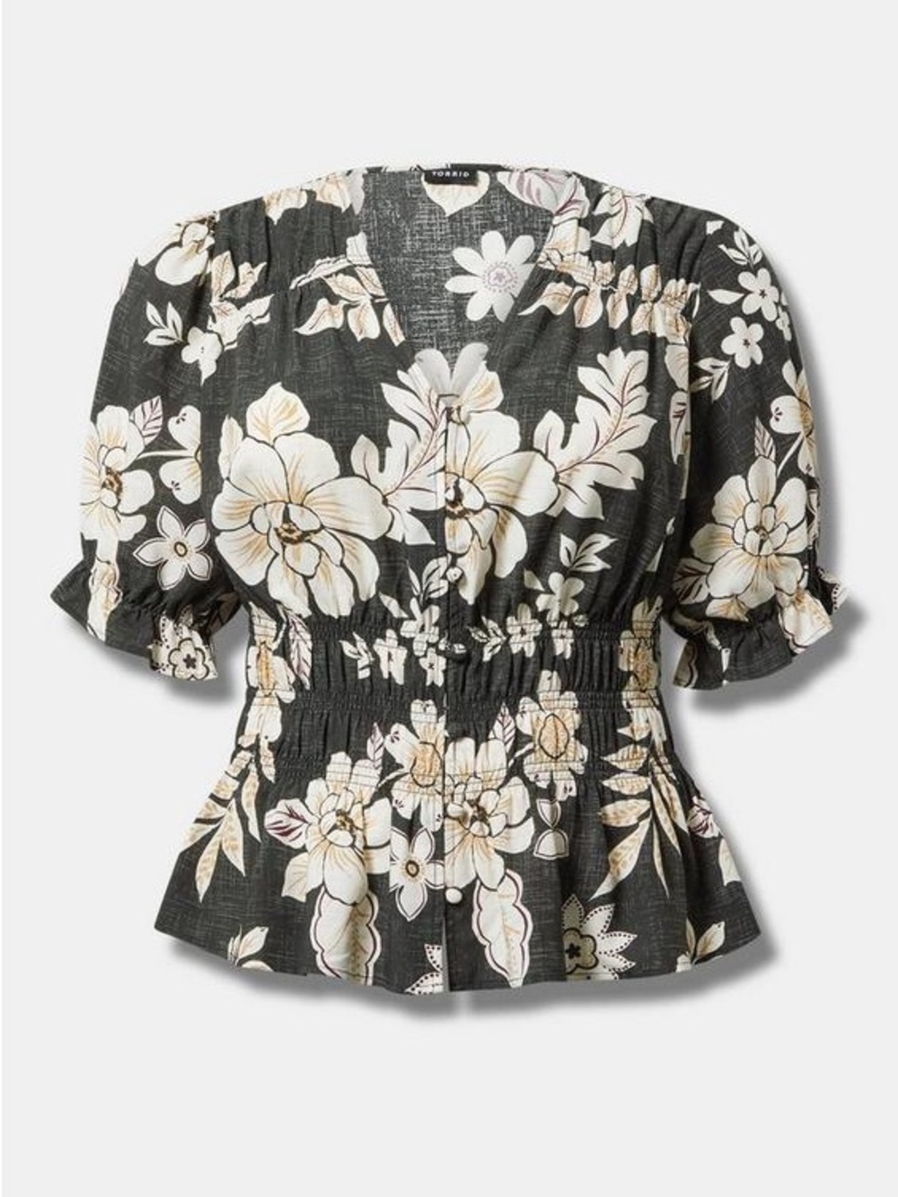 Torrid 1X Peplum V-neck puff sleeve top
